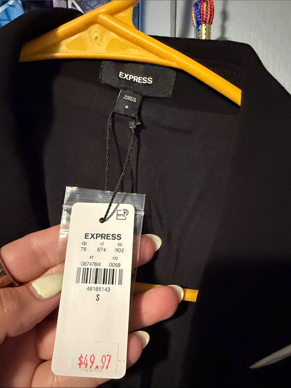 Express Black Blazer with Cream Piping